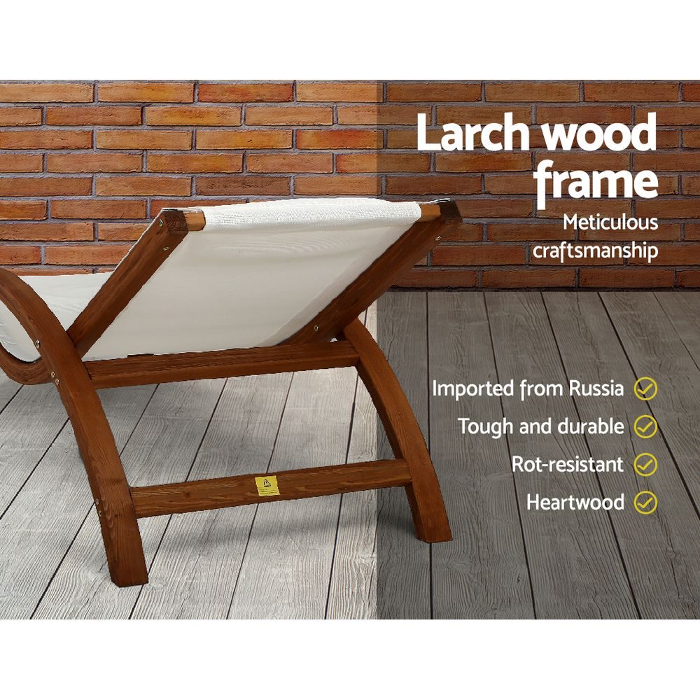 Sun Lounge Outdoor Furniture Patio Lounger Natural Larch Wood