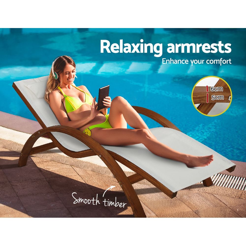Sun Lounge Outdoor Furniture Patio Lounger Natural Larch Wood