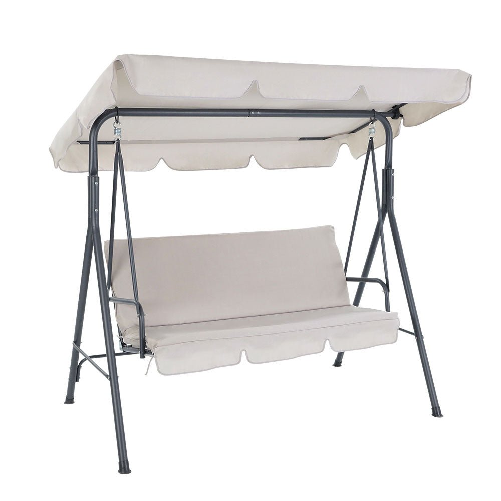 Swing Seat Gardeon Outdoor Swing Chair Canopy 3 Seat Beige