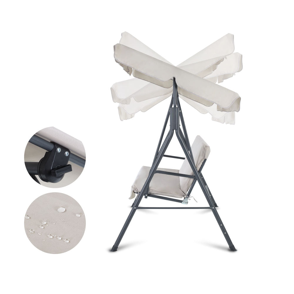 Swing Seat Gardeon Outdoor Swing Chair Canopy 3 Seat Beige