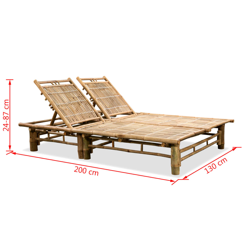 Sun Lounger | Natural Bamboo | 2 Person Double