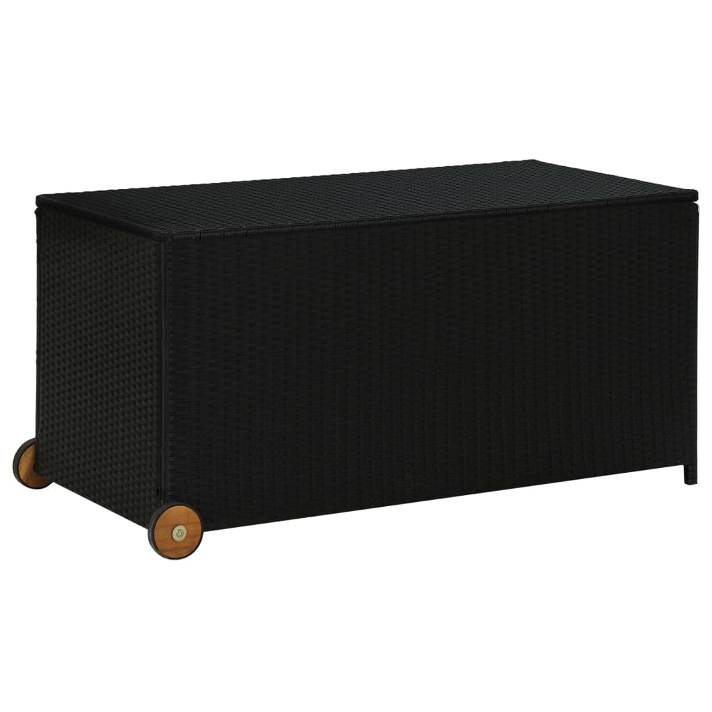 Weatherproof Garden Storage Box (120X65X61cm) | Durable Rattan with Wheels & Waterproof Liner | Grey or Black