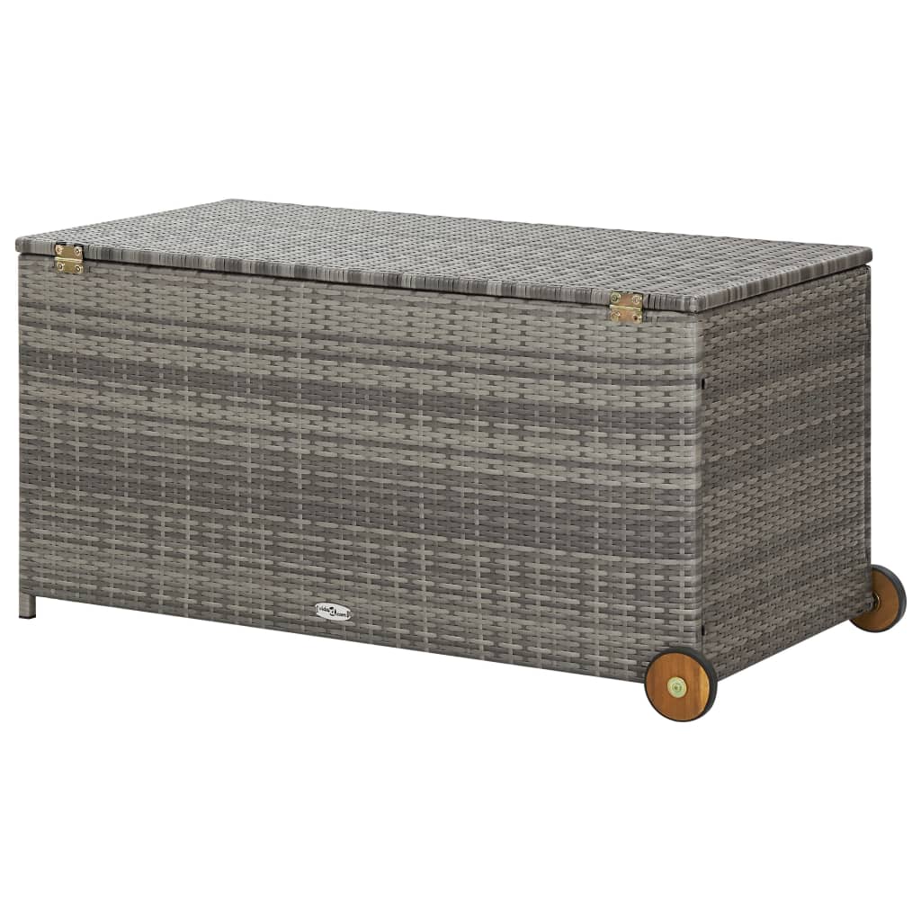 Weatherproof Garden Storage Box (120X65X61cm) | Durable Rattan with Wheels & Waterproof Liner | Grey or Black