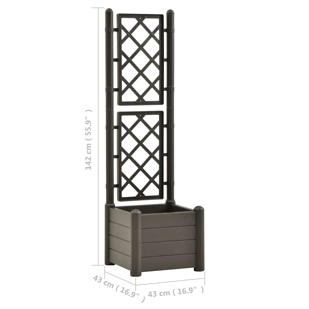 Garden Planter With Trellis | Wood Effect | Raised Planter Box for Climbing | Weather-Resistant | For Patio, Balcony & Yard