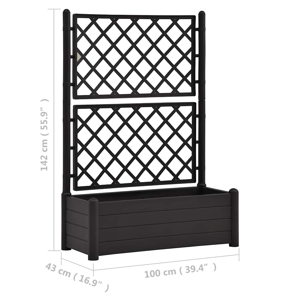 Garden Planter With Trellis | Wood Effect | Raised Planter Box for Climbing | Weather-Resistant | For Patio, Balcony & Yard