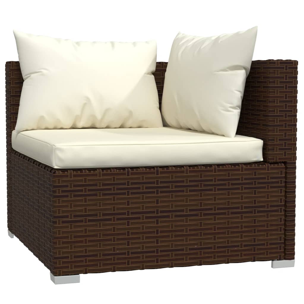 Outdoor Lounge | 3 Seater Sofa With Cream Cushions | Brown & Cream