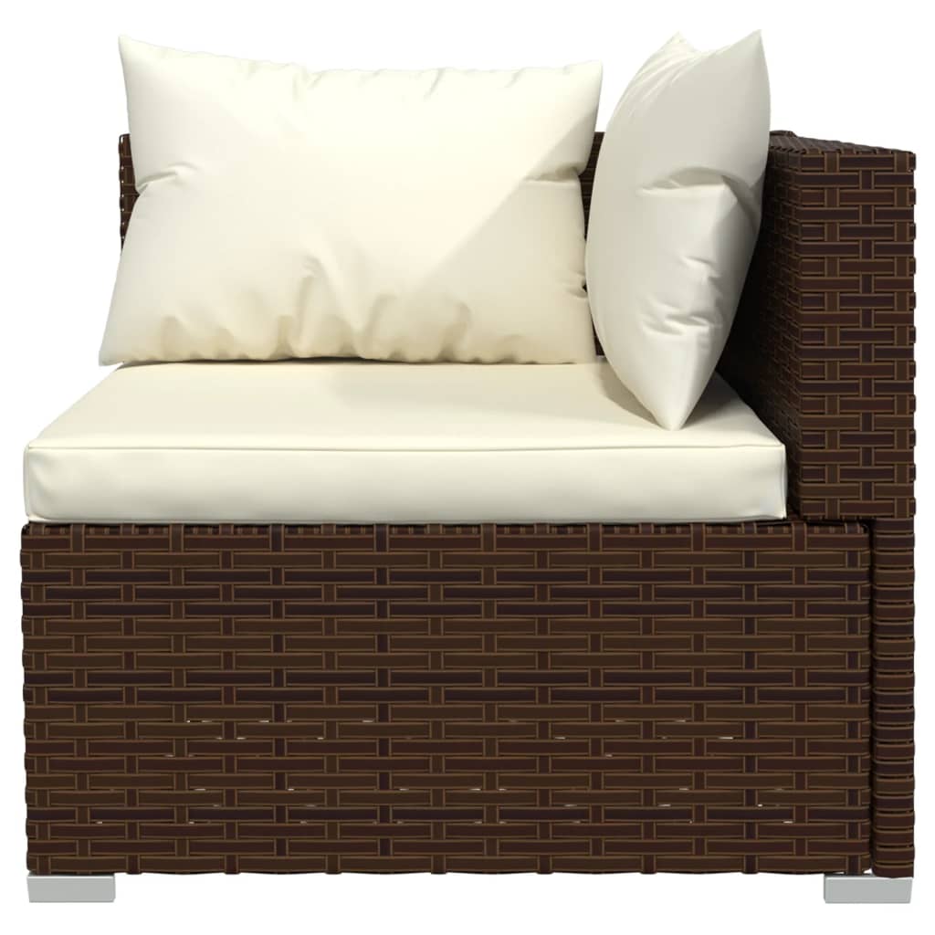 Outdoor Lounge | 3 Seater Sofa With Cream Cushions | Brown & Cream