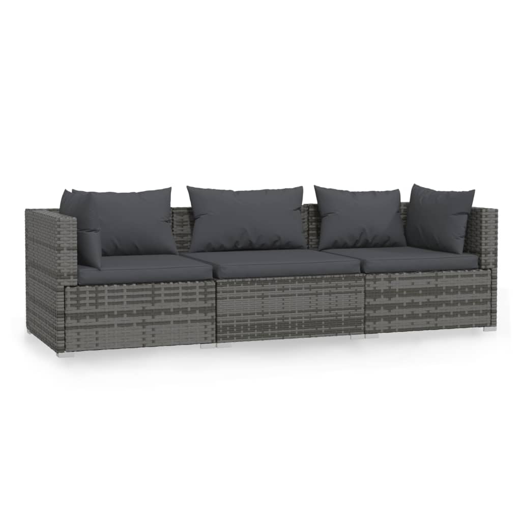 Outdoor Lounge | 3 Seater Sofa With Anthracite Cushions | Grey