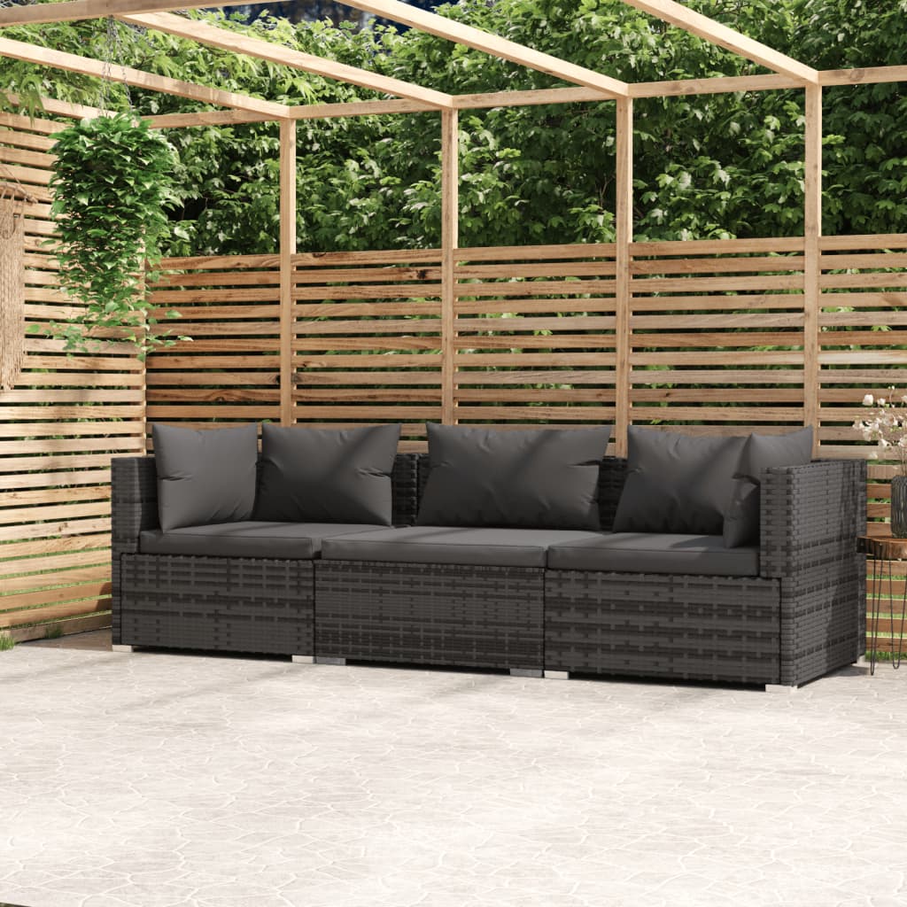 Outdoor Lounge | 3 Seater Sofa With Anthracite Cushions | Grey