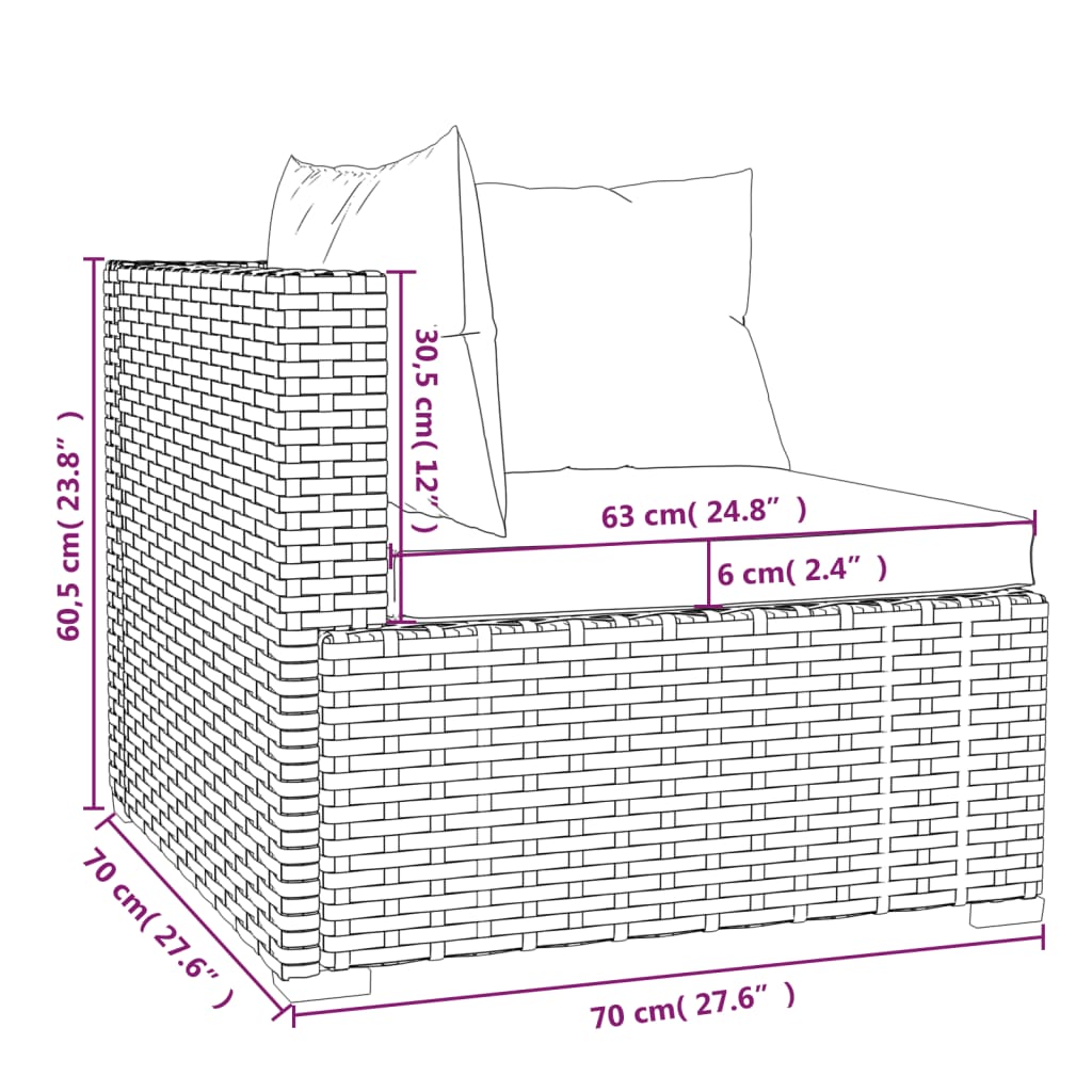 Outdoor Lounge | 3 Seater Sofa With Black Cushions | Black