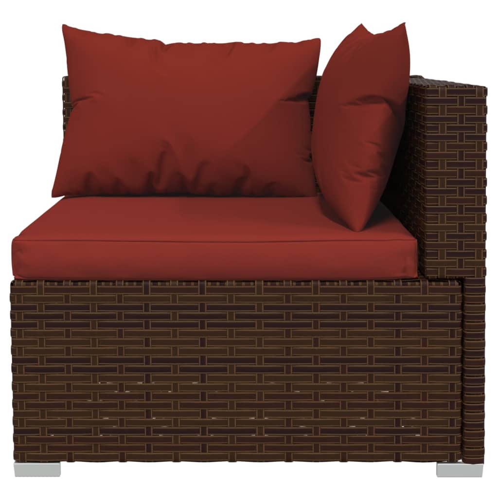 Outdoor Lounge | 3 Seater Sofa With Red Cushions | Brown & Red