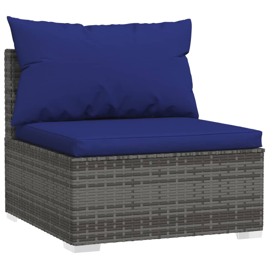 Outdoor Lounge | 3 Seater Sofa With Blue Cushions | Grey & Blue