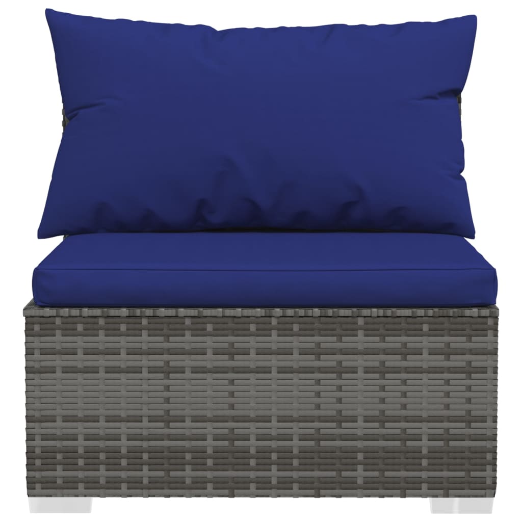 Outdoor Lounge | 3 Seater Sofa With Blue Cushions | Grey & Blue