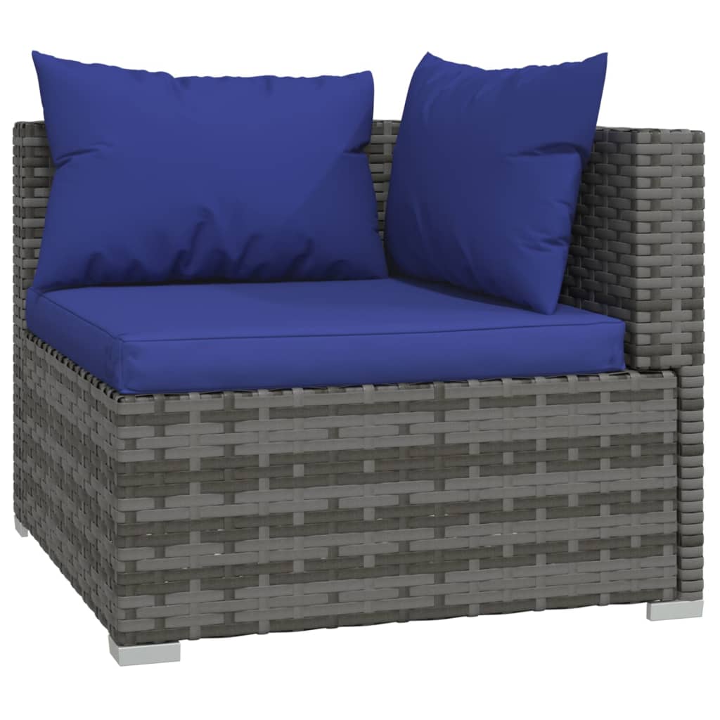 Outdoor Lounge | 3 Seater Sofa With Blue Cushions | Grey & Blue