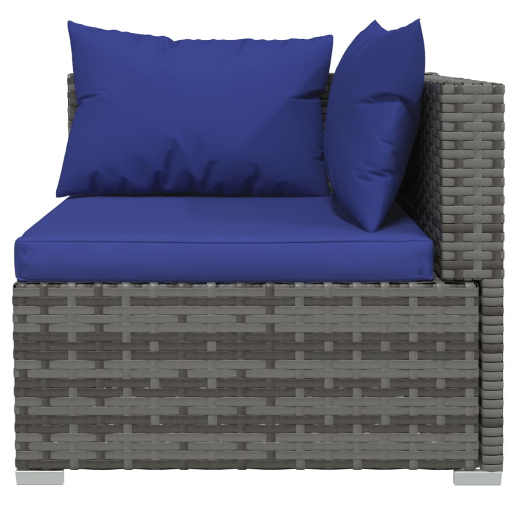 Outdoor Lounge | 3 Seater Sofa With Blue Cushions | Grey & Blue