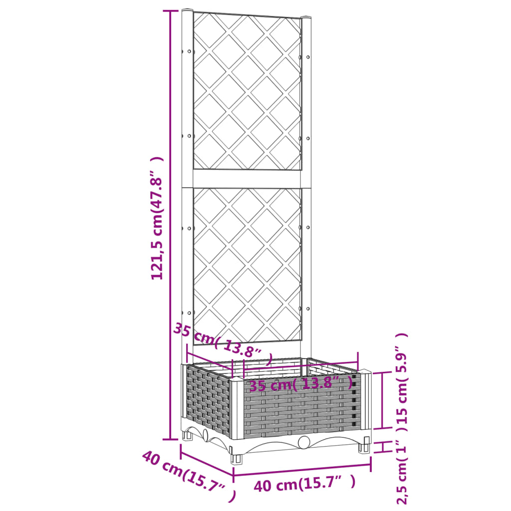 Garden Planter with Trellis | Outdoor Raised Planter Box | For Climbing Plants | Variety of Sizes and Colours