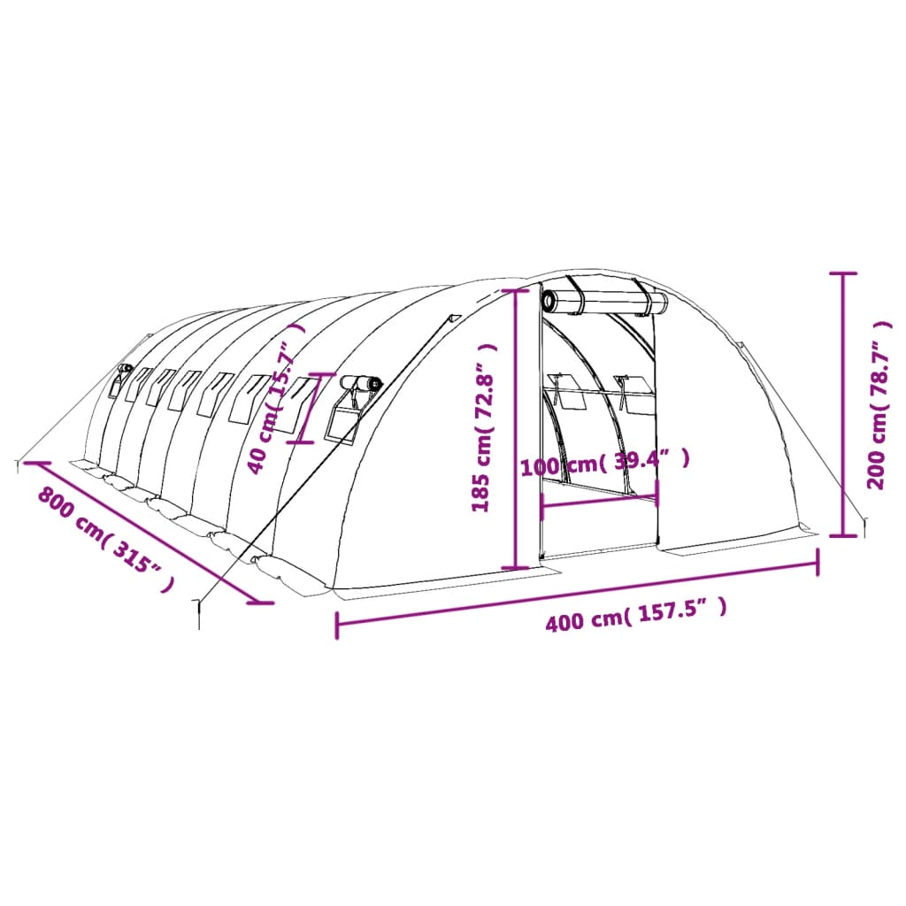 Greenhouse With Steel Frame 32 M²