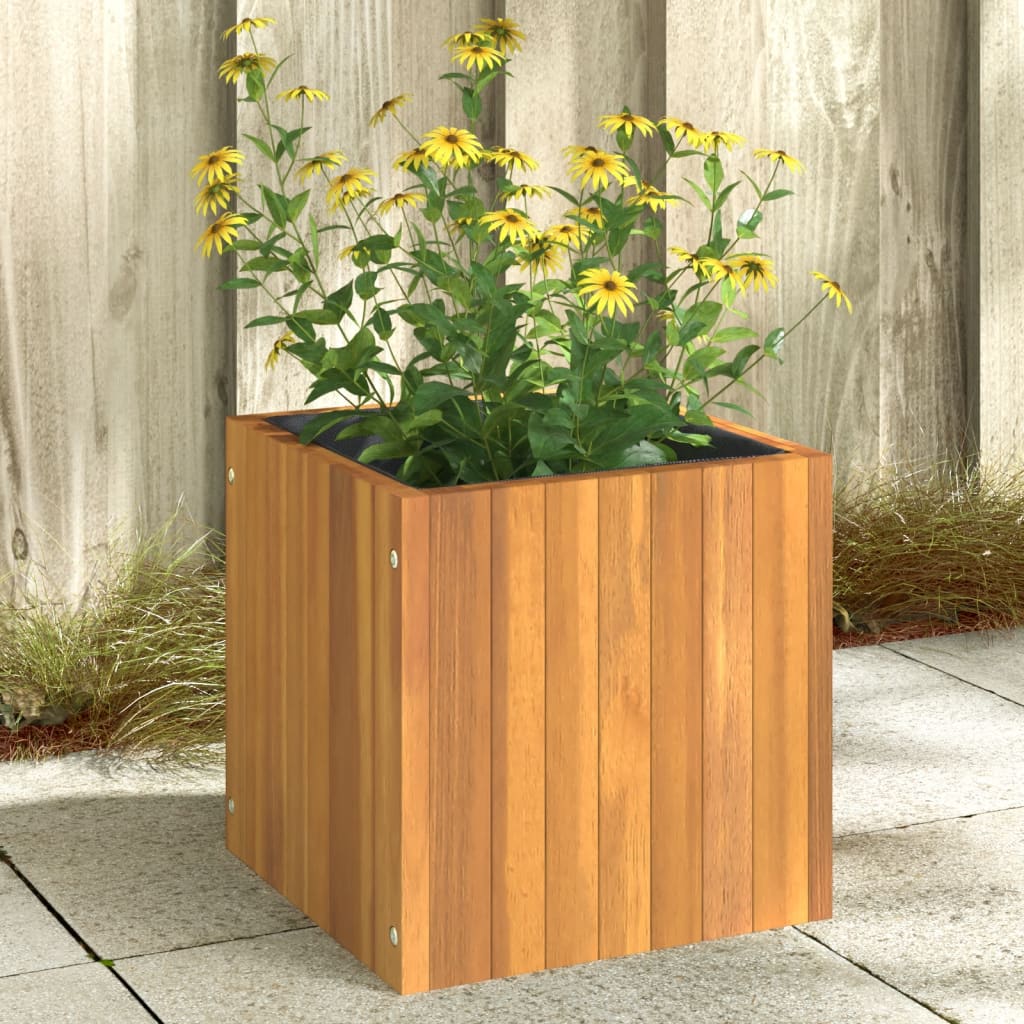 Solid Acacia Wood Garden Planter | Raised Planter Box | Indoor & Outdoor Plants | with Non-Woven Liner