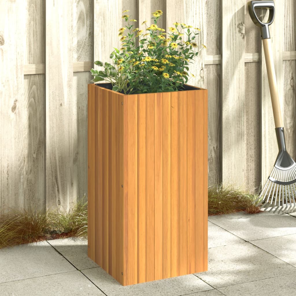 Solid Acacia Wood Garden Planter | Raised Planter Box | Indoor & Outdoor Plants | with Non-Woven Liner