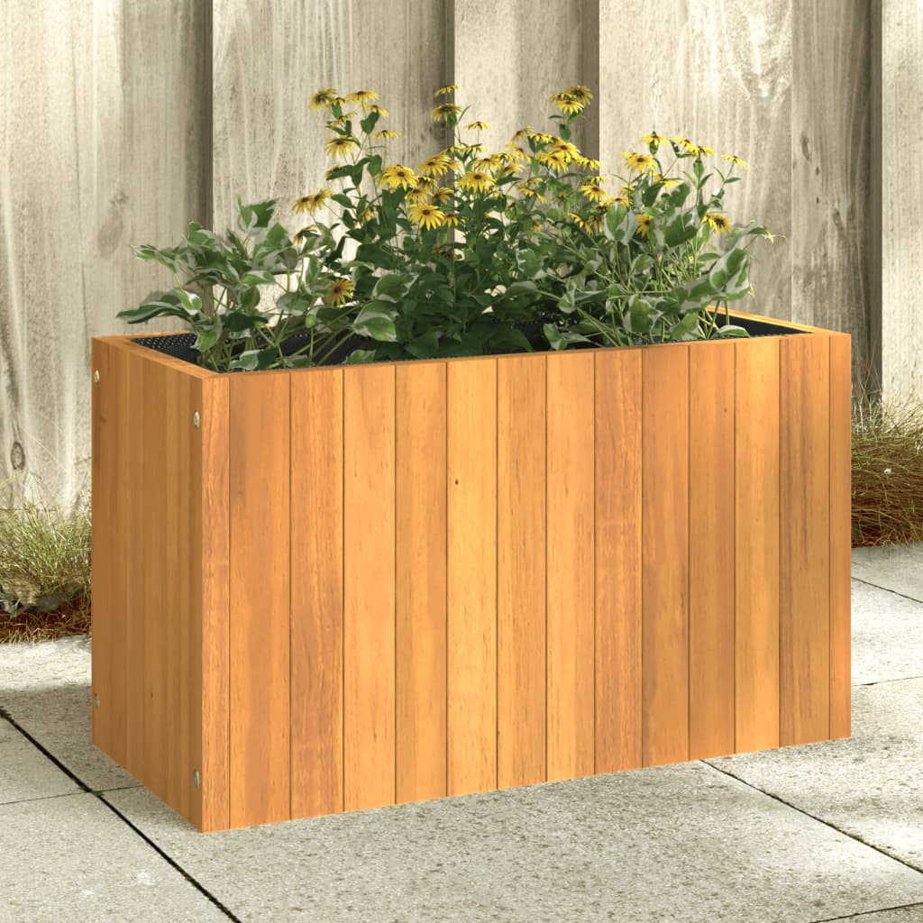 Solid Acacia Wood Garden Planter | Raised Planter Box | Indoor & Outdoor Plants | with Non-Woven Liner