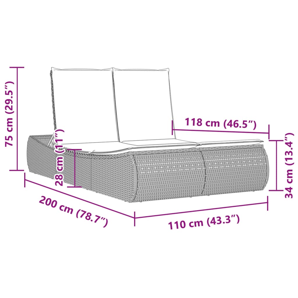 Double Outdoor Daybed | Stylish Curved Design | With Cushions | Choice of Colour