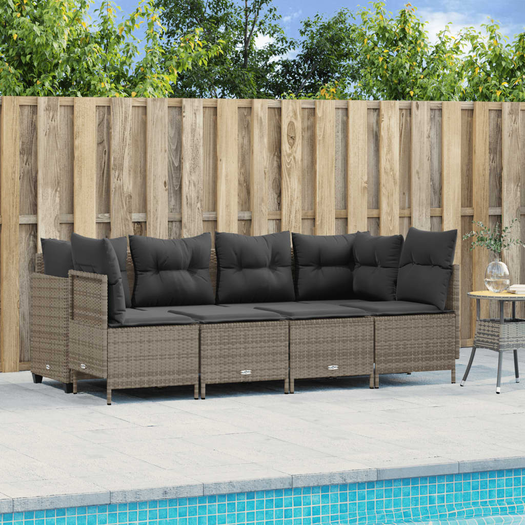 Outdoor Daybed | Sofa with Canopy | Sofa, 2 Chairs & 2 Stools | Grey