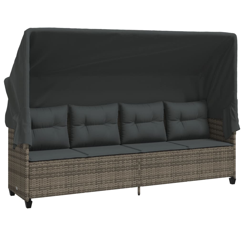 Outdoor Daybed | Sofa with Canopy | Sofa, 2 Chairs & 2 Stools | Grey