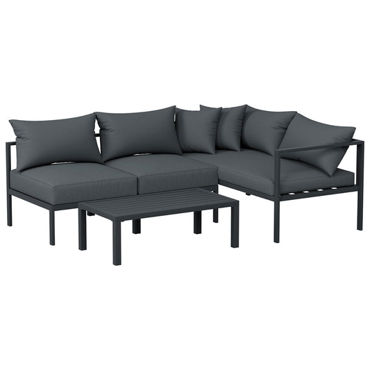 Outdoor Lounge Set 4 Seater Aluminium Outdoor Sofa Setting Patio Set Charcoal