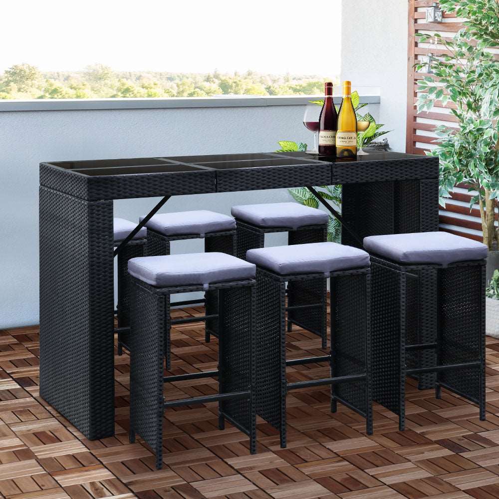 Bar Table Setting Outdoor with 6 Stools