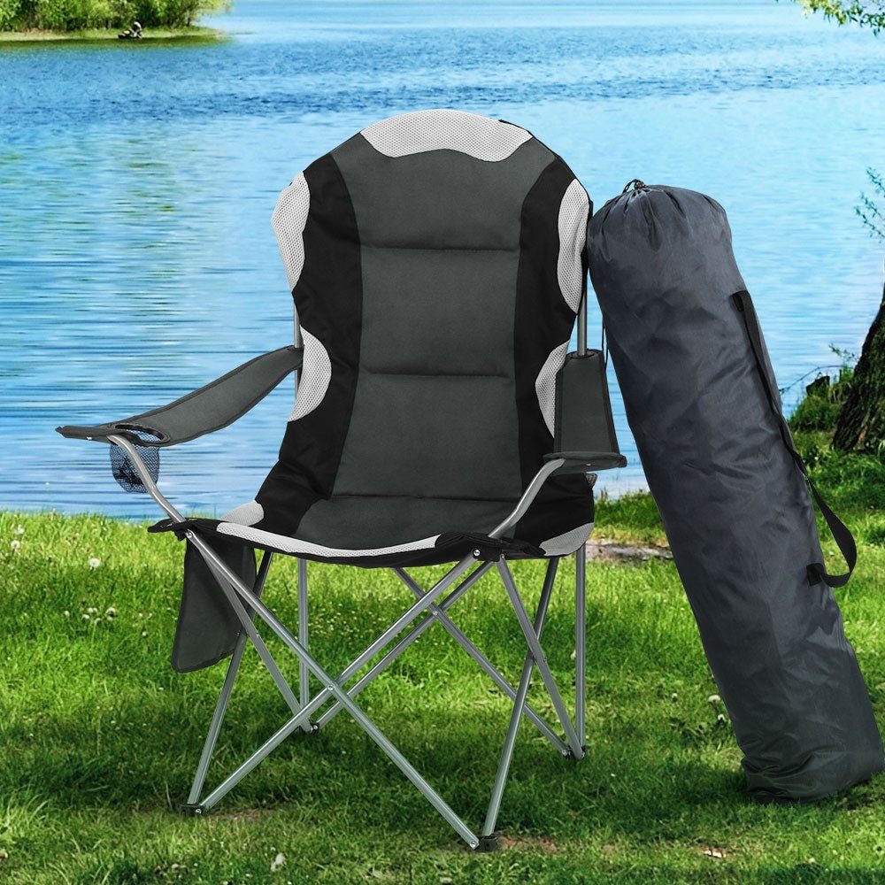 Camp Chairs Luxury Folding Camping Portable 2 Pack Grey