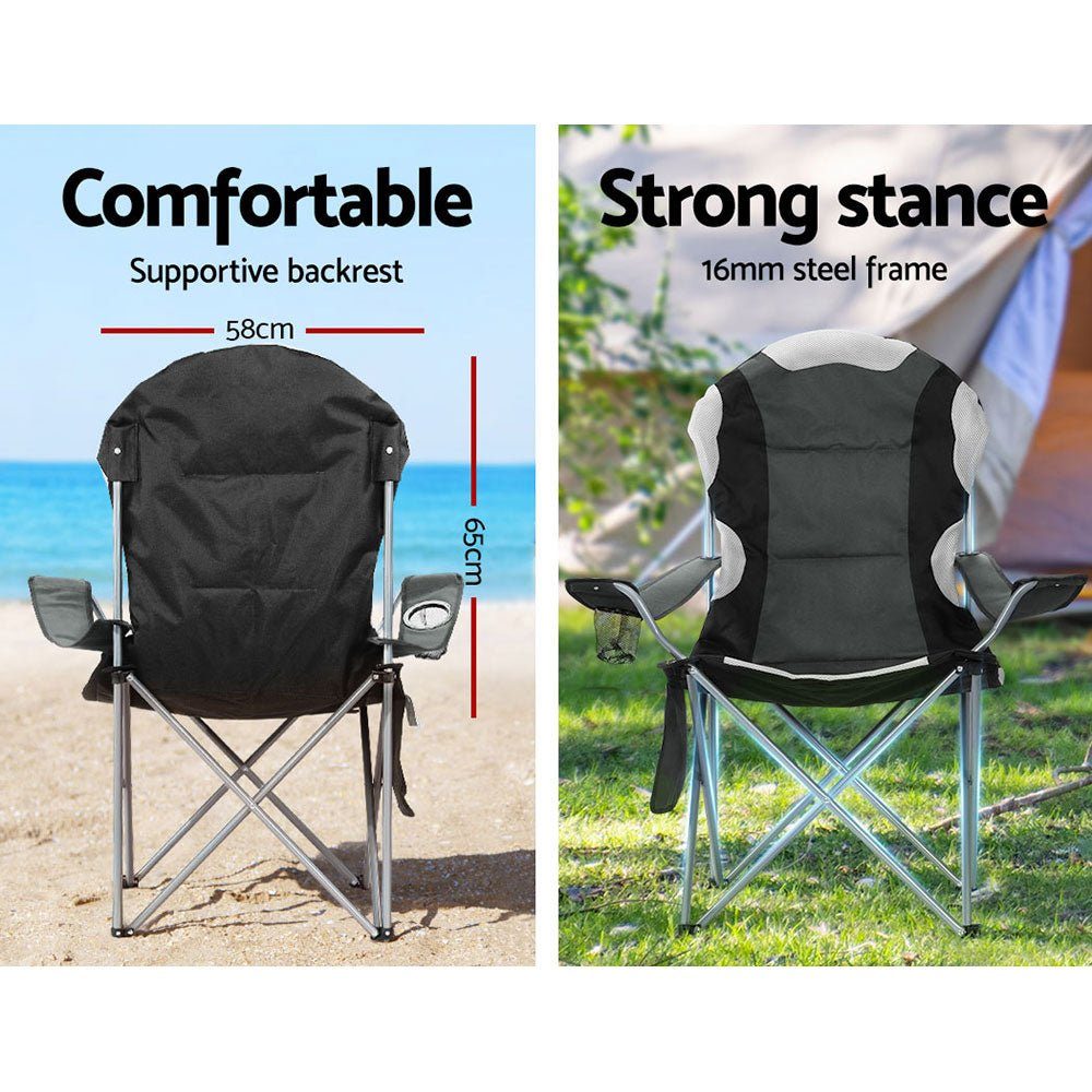 Camp Chairs Luxury Folding Camping Portable 2 Pack Grey