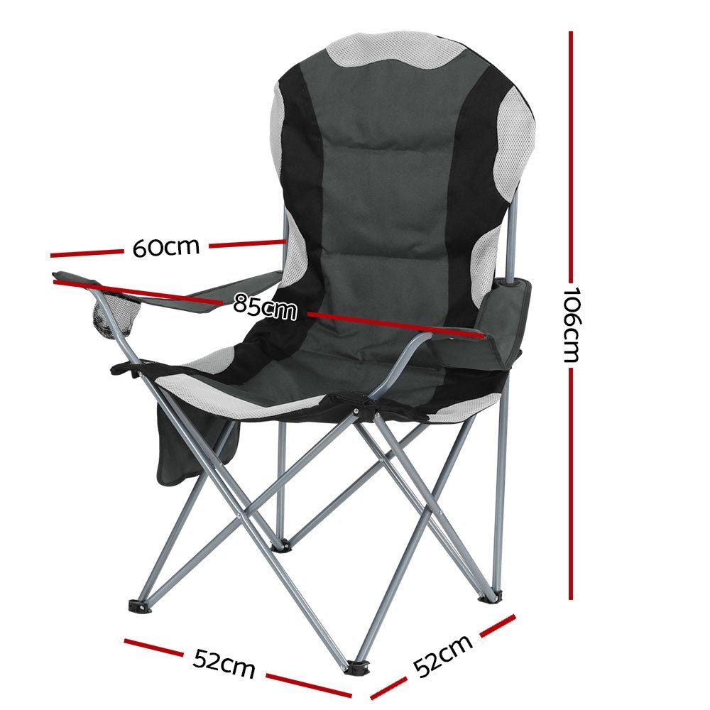 Camp Chairs Luxury Folding Camping Portable 2 Pack Grey