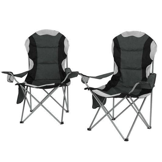 Camp Chairs Luxury Folding Camping Portable 2 Pack Grey