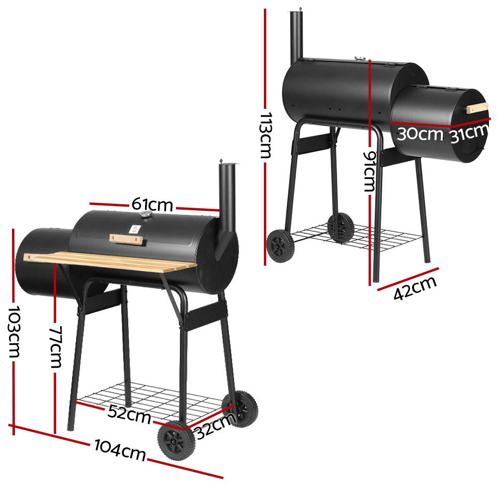 Charcoal BBQ and Smoker | 2-In-1 Offset BBQ Smoker | Grillz Brand