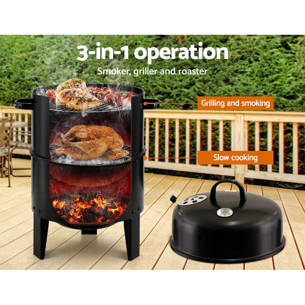 Charcoal BBQ and Smoker | 2-In-1 Vertical BBQ Smoker | Grillz Brand