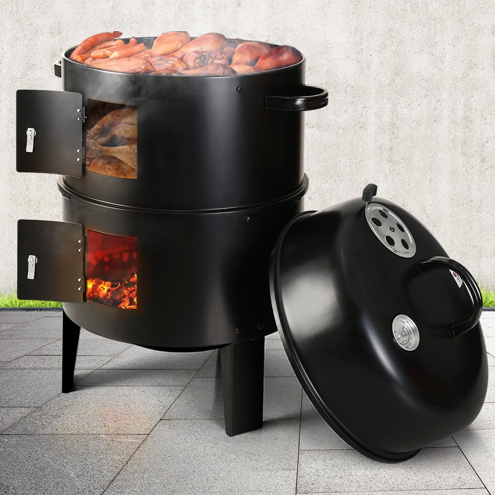 Charcoal BBQ and Smoker | 2-In-1 Vertical BBQ Smoker | Grillz Brand