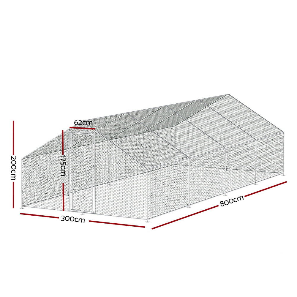 Chicken Coop Chook House Cage 8mx3mx2m Galvanised Steel
