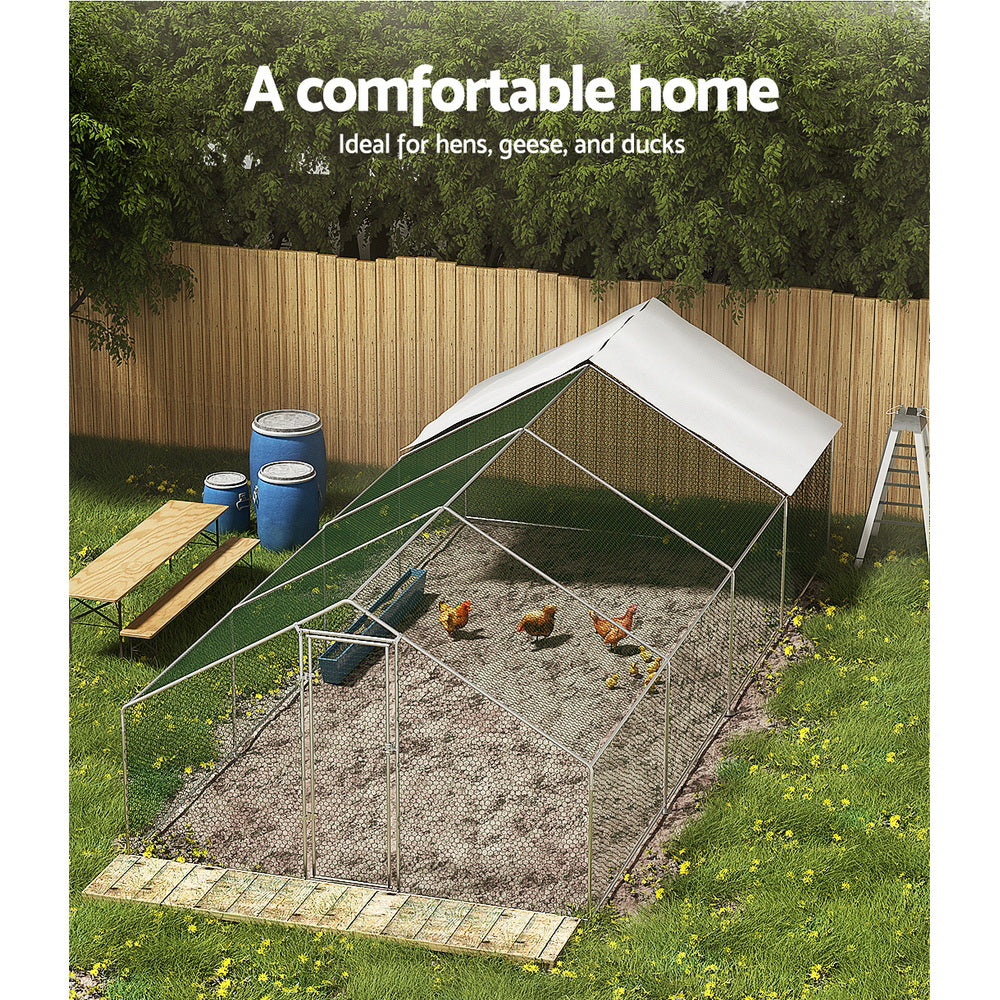 Chicken Coop Chook House Cage 8mx3mx2m Galvanised Steel
