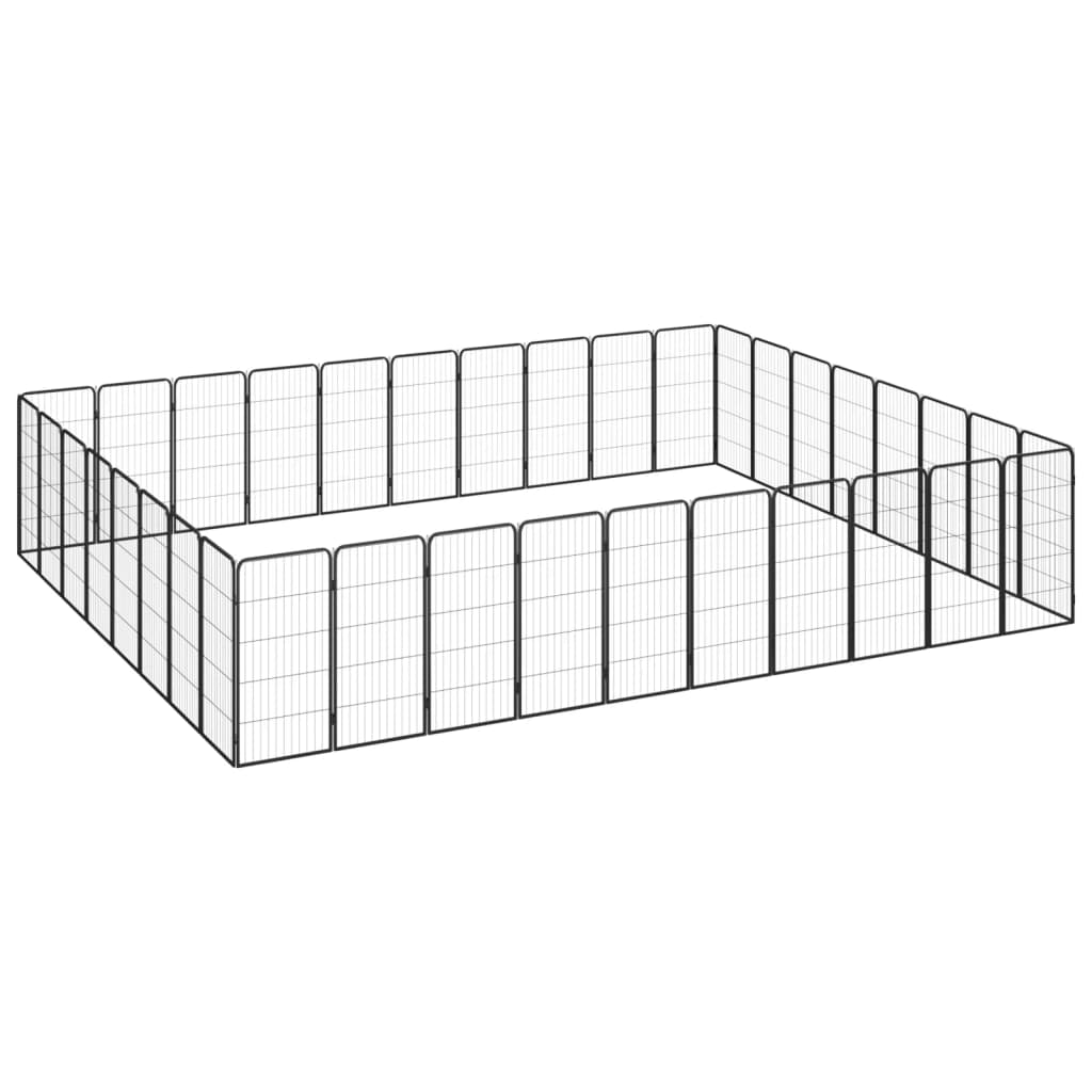 28-Panel Dog Playpen Black 50X100 Cm Powder-Coated Steel