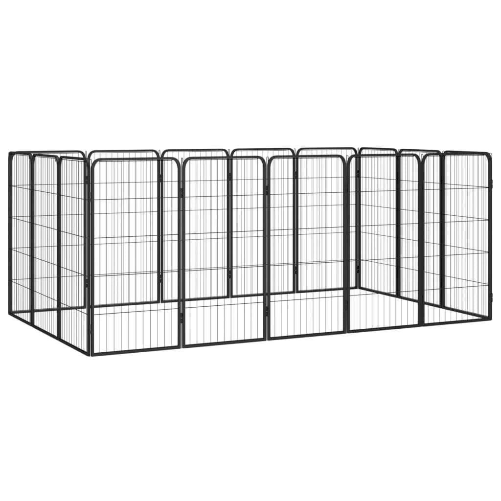 28-Panel Dog Playpen Black 50X100 Cm Powder-Coated Steel