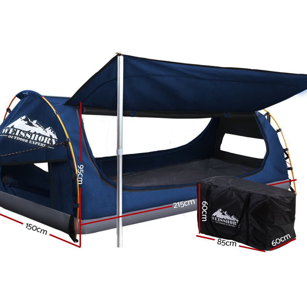 Double Swag Weisshorn Camping Swag Canvas Tent Dark Blue Conch Outdoors