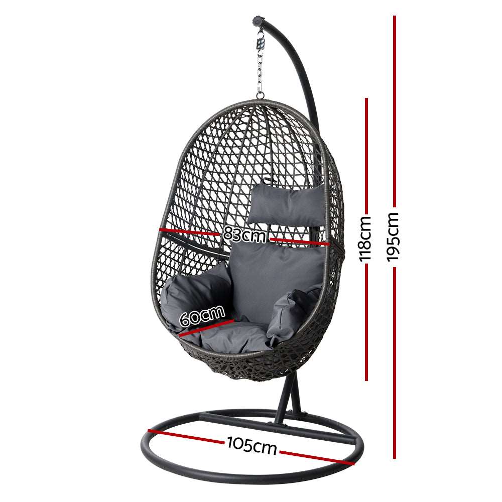 Egg Chair Outdoor Hanging Swing Chair Black