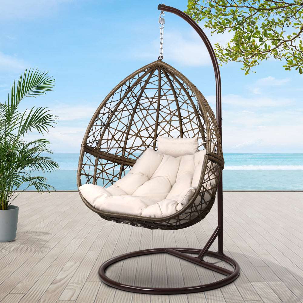 Egg Chair Outdoor Hanging Swing Chair - Brown