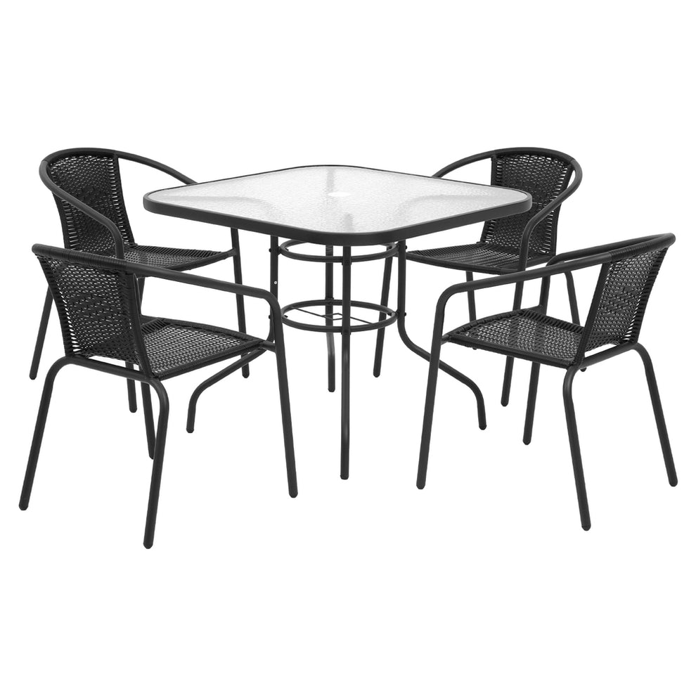 Gardeon Outdoor Dining Set 5 Piece Steel Stackable Chairs Table Patio
