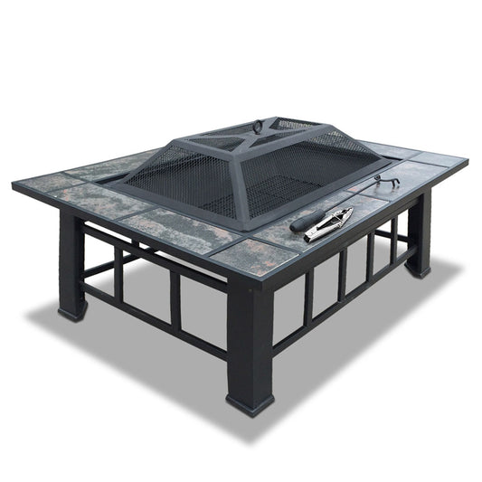 Fire Pit | Rectangular 3-In-1 with BBQ Grill and Ice Bucket | Grillz Brand | 94 x 71cm