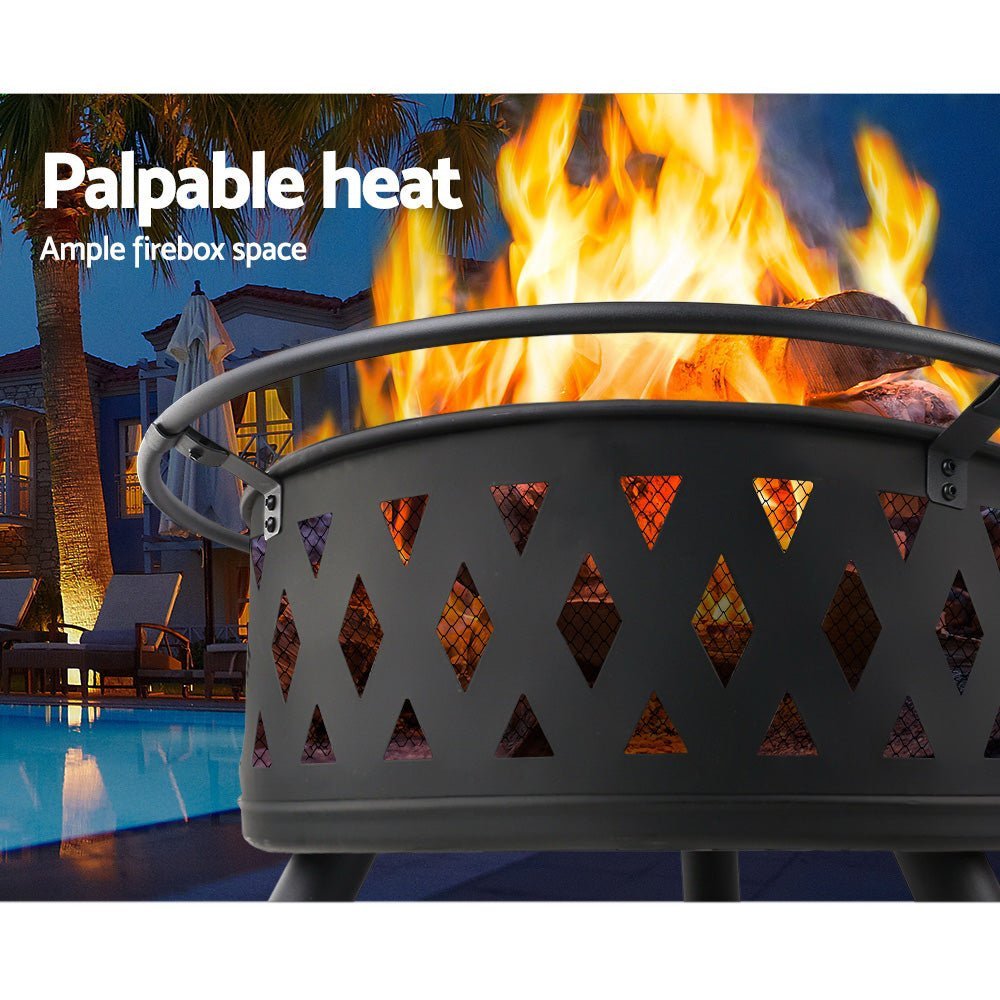 Fire Pit | Round with BBQ Grill | Grillz Brand | 82cm