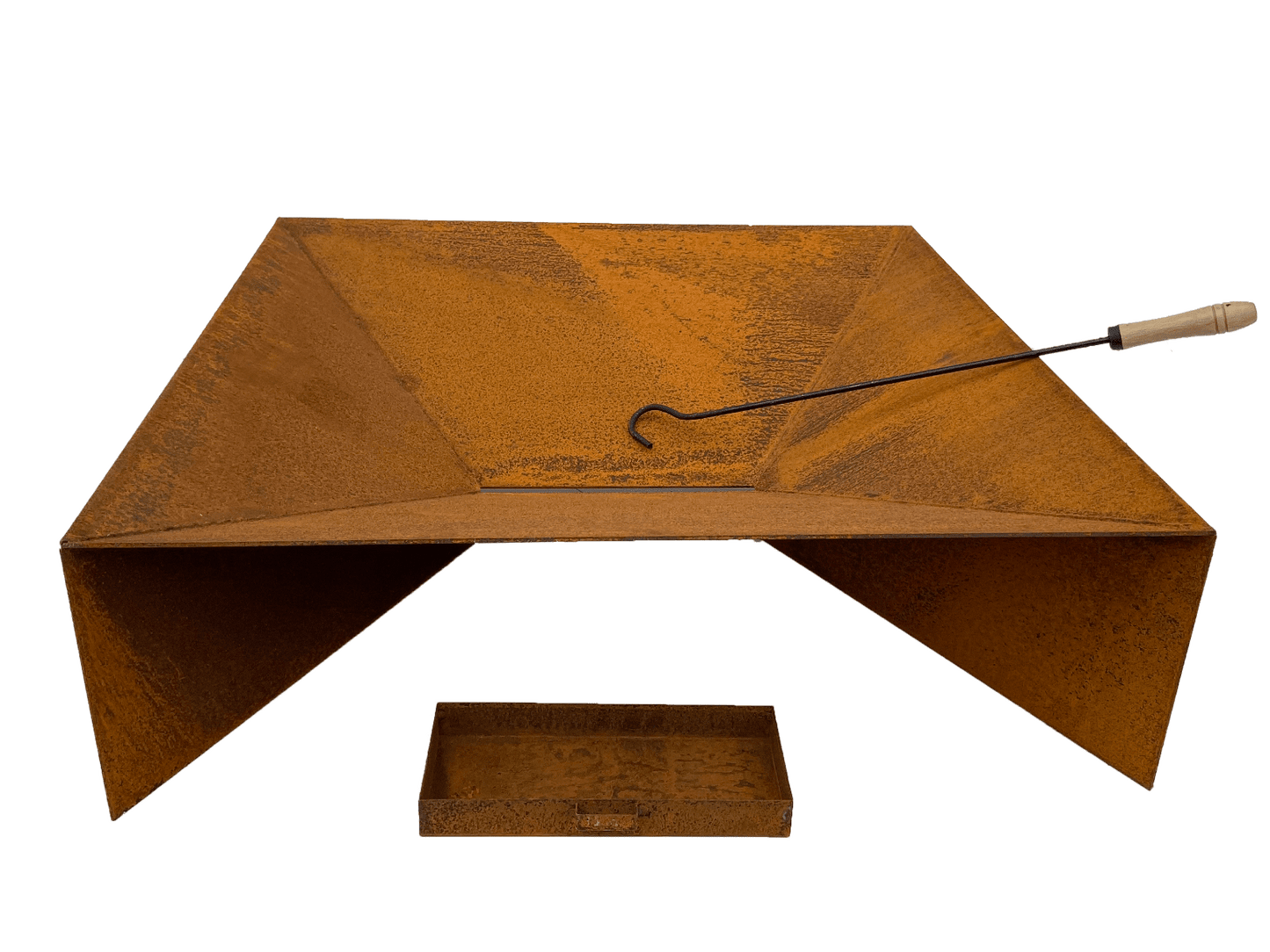 Fire Pit | Square Mild Steel Pit with Ash Tray | 70cm