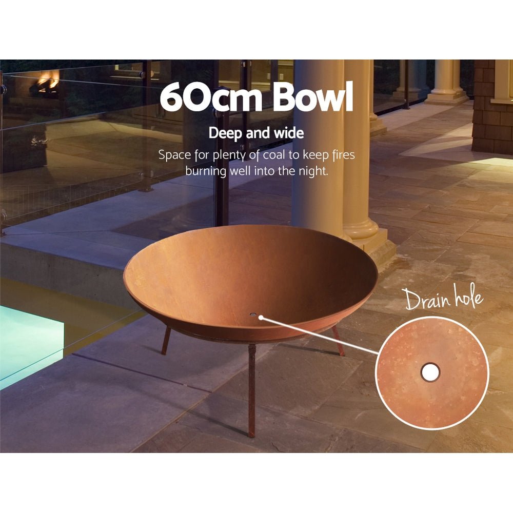 Fire Pit | Steel Fire Bowl on Stand | Grillz Brand | 60cm