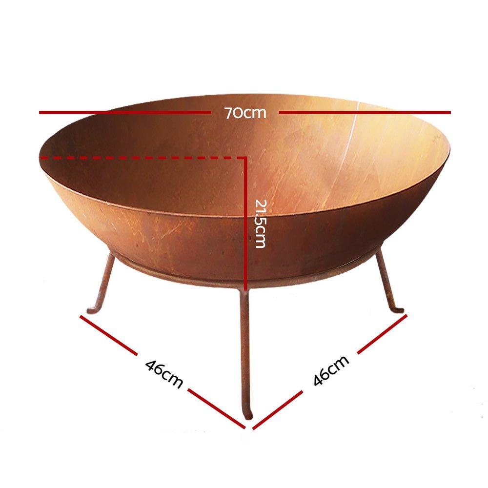 Fire Pit | Steel Fire Bowl on Stand | Grillz Brand | 70cm