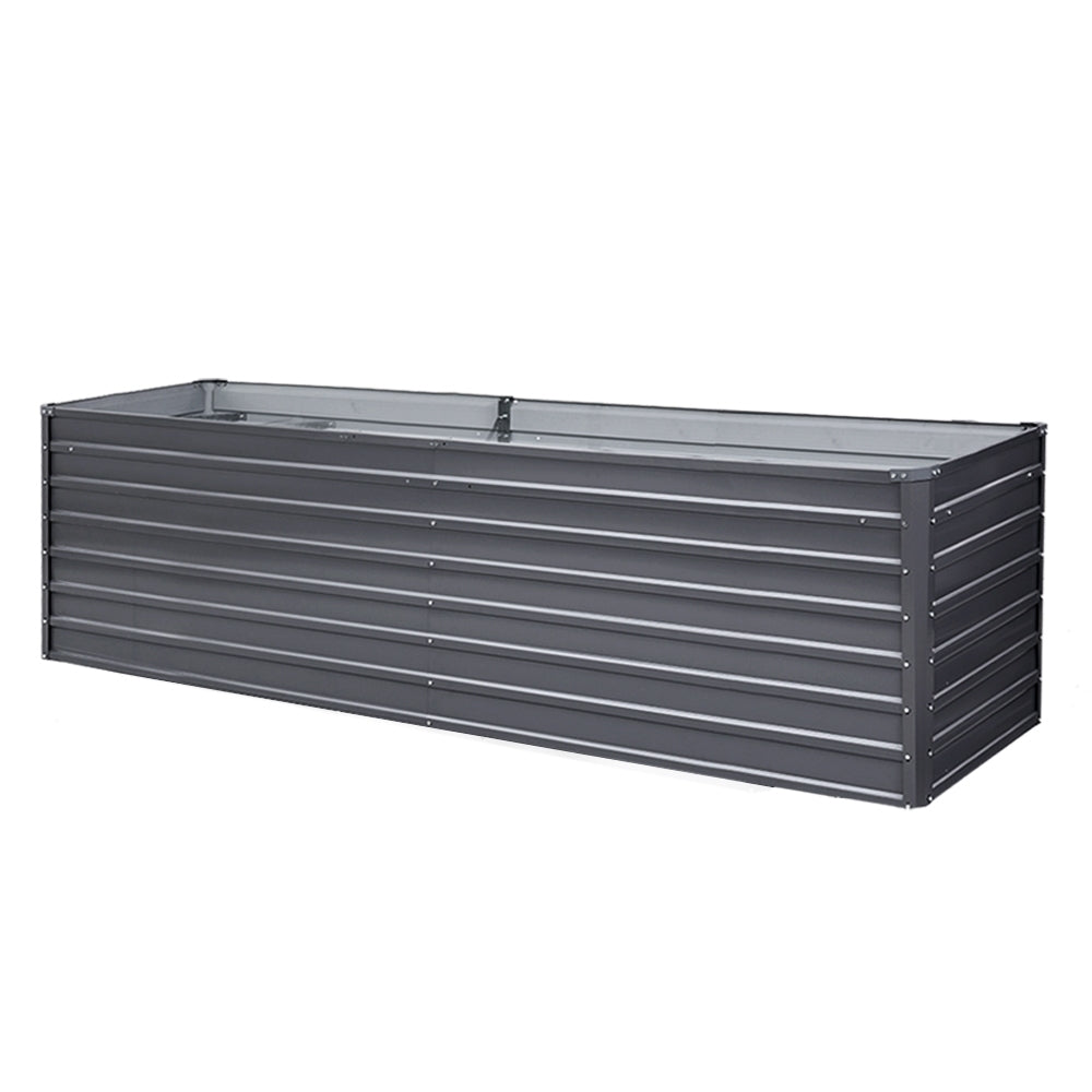 Garden Bed | Raised Container Planter Box | 320x80x77cm | Galvanised Steel | Greenfingers | Grey